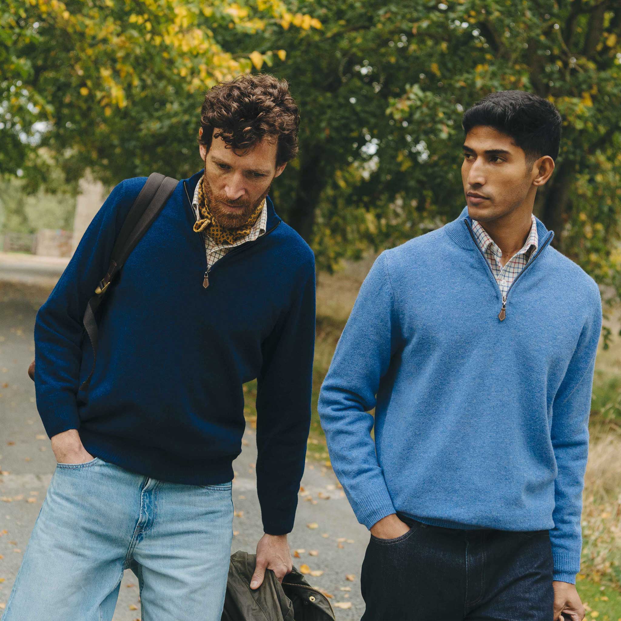 Kinloss Lambswool Quarter Zip Jumper in Cobalt Blue - Image 4
