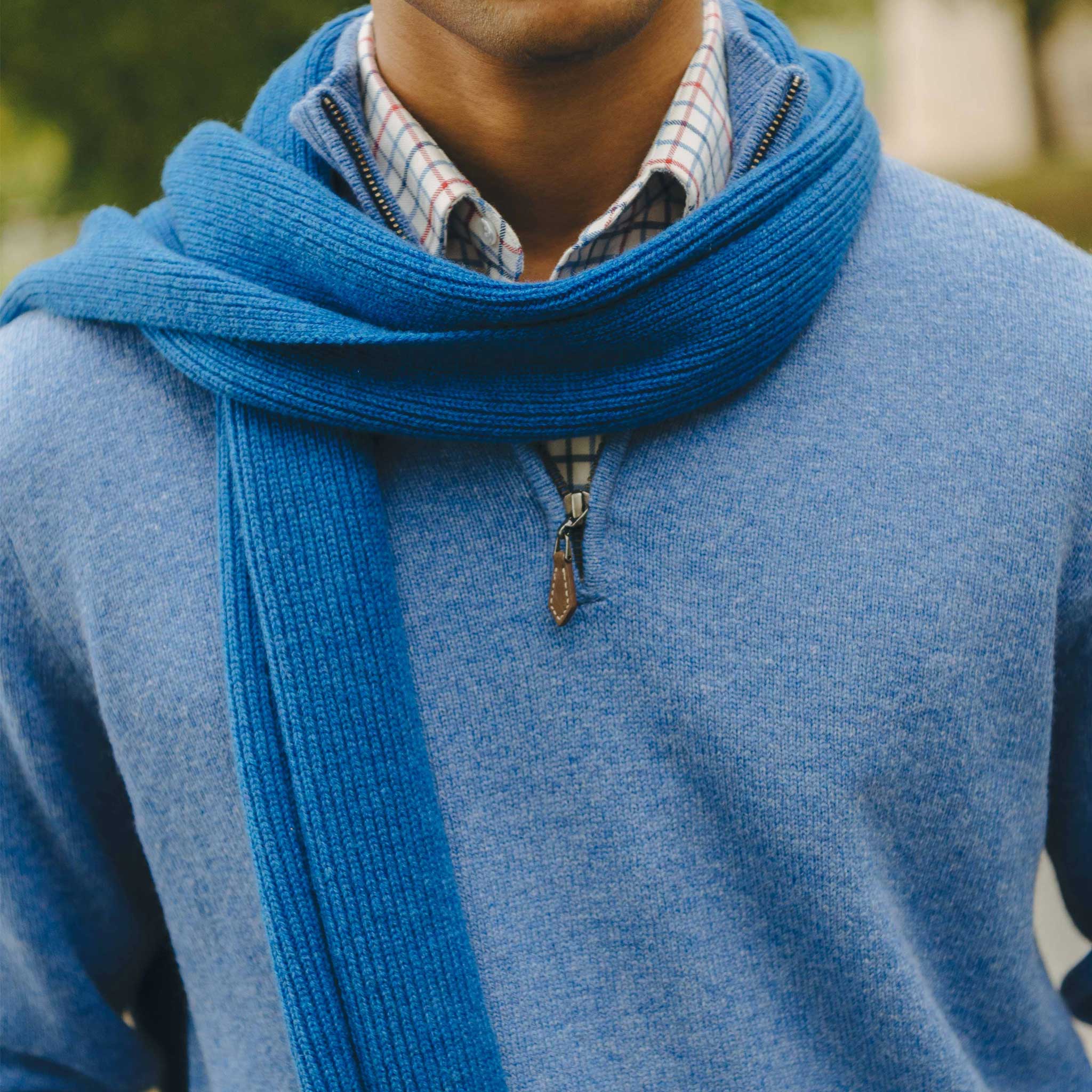 Kinloss Lambswool Quarter Zip Jumper in Heather Blue - Image 6