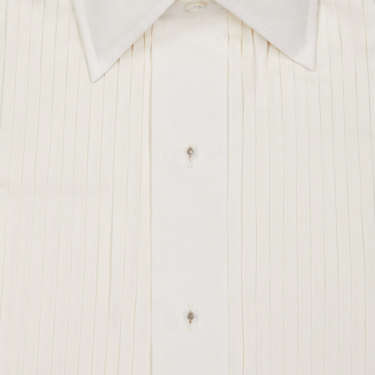 Kirby Allison x Budd Tailored Fit Hand Pleated Silk Dress Shirt in Cream - Image 6
