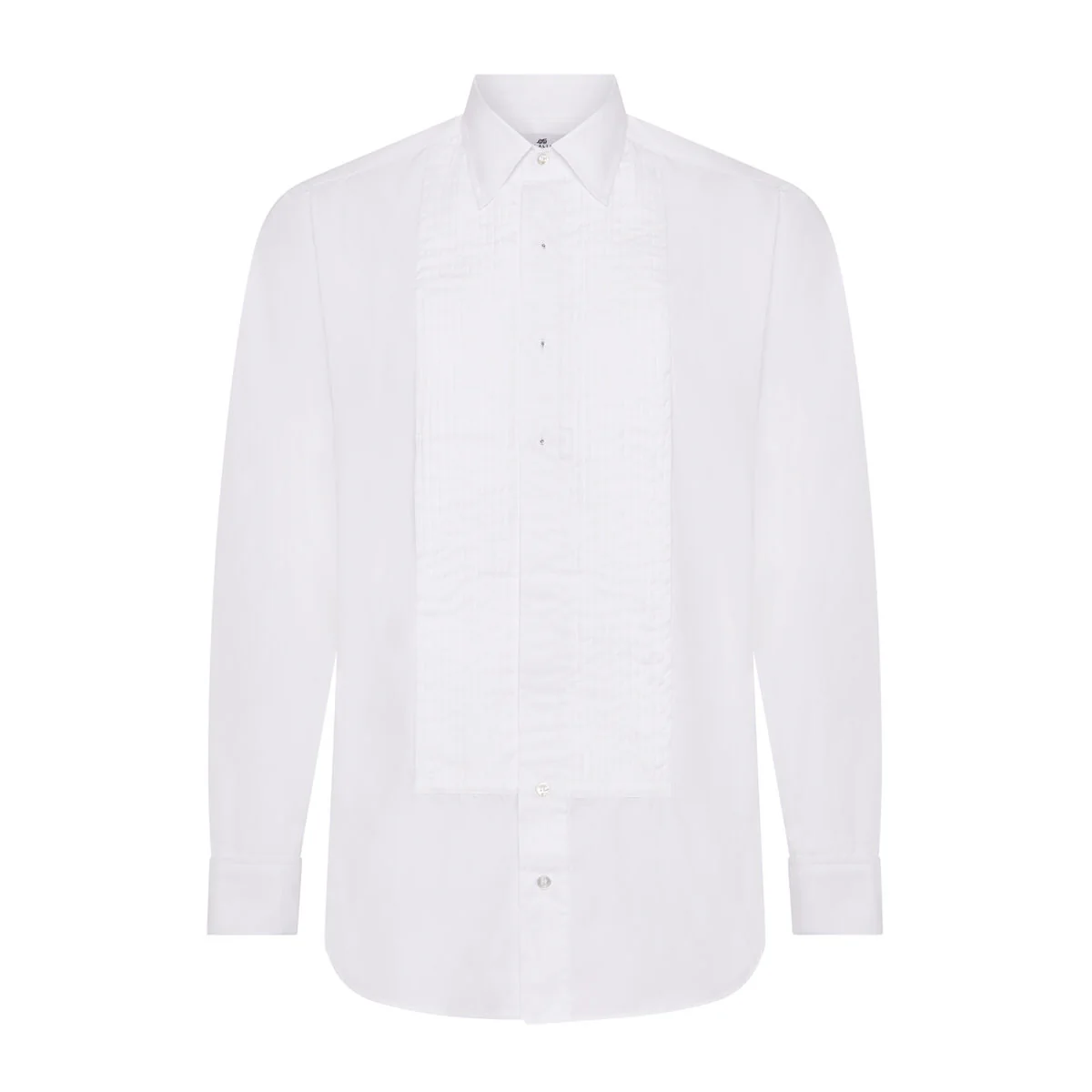Kirby Allison x Budd Tailored Fit Hand Pleated Poplin Dress Shirt in White - Image 4