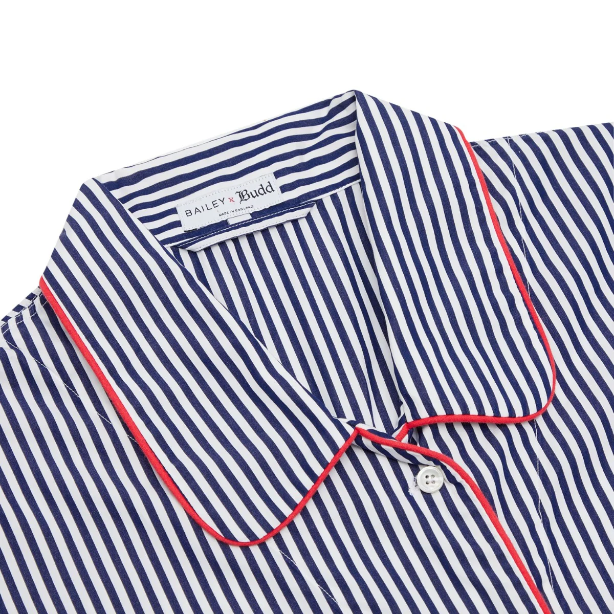 Kitty Stripe Cotton Nightshirt in Navy and White - Image 2
