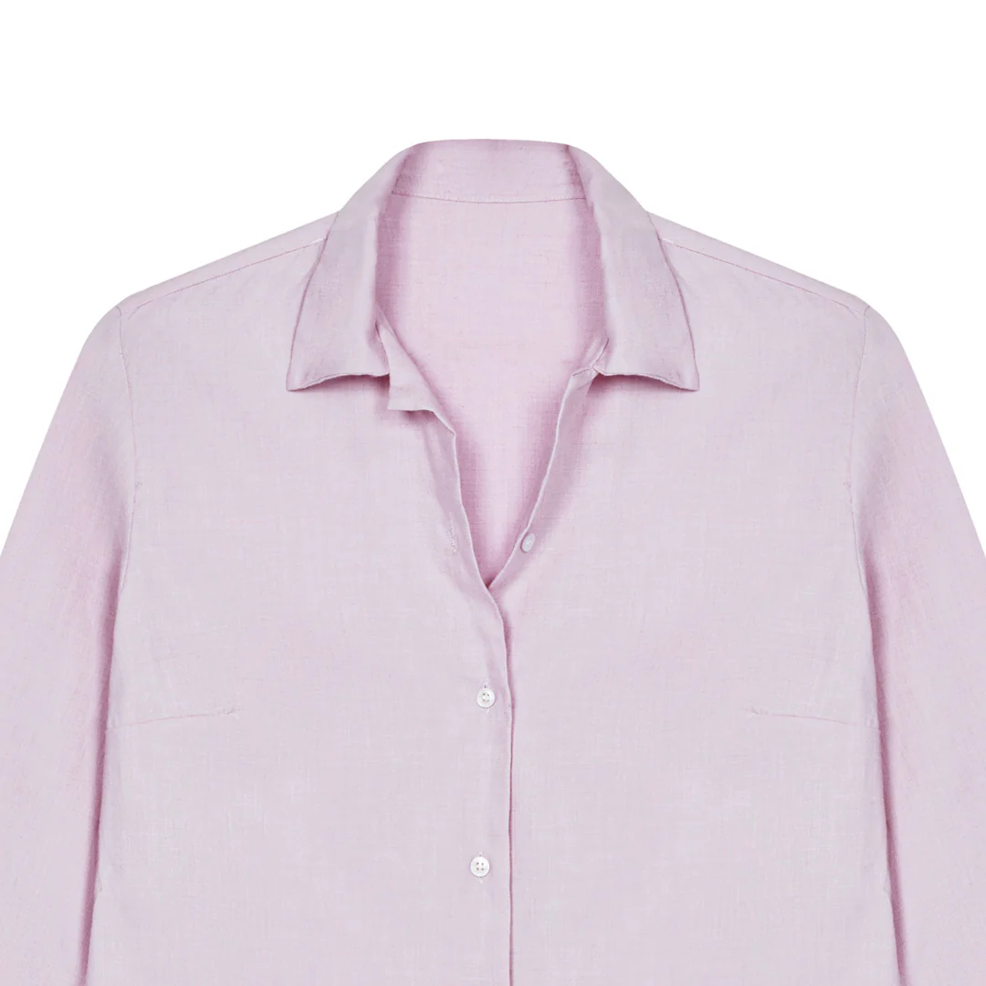 Lido Cotton Cashmere Button Cuff Shirt in Mauve - Image 2