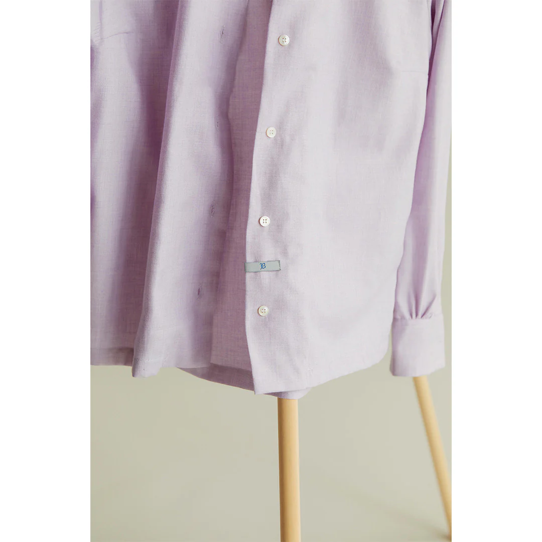 Lido Cotton Cashmere Button Cuff Shirt in Mauve - Image 5