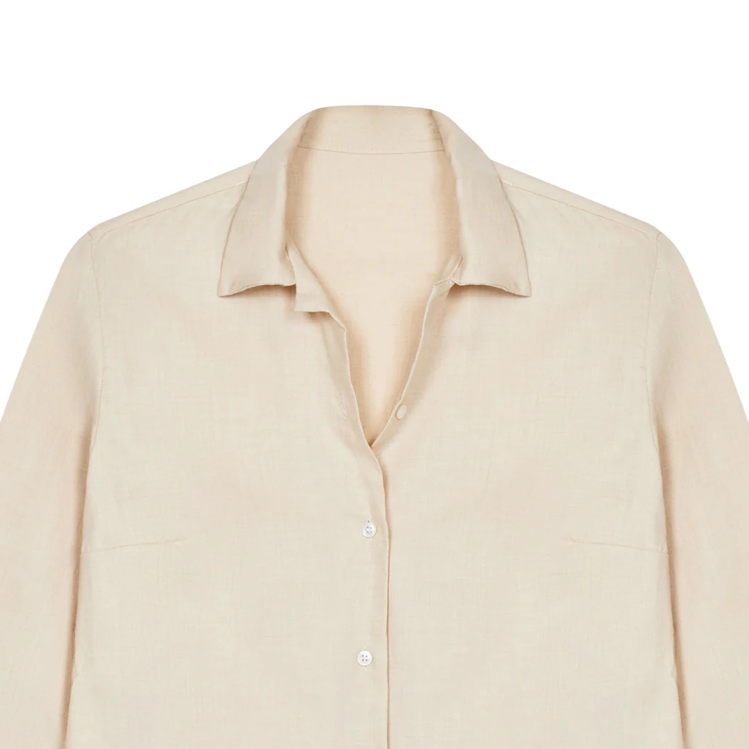 Lido Cotton Cashmere Button Cuff Shirt in Sand - Image 2
