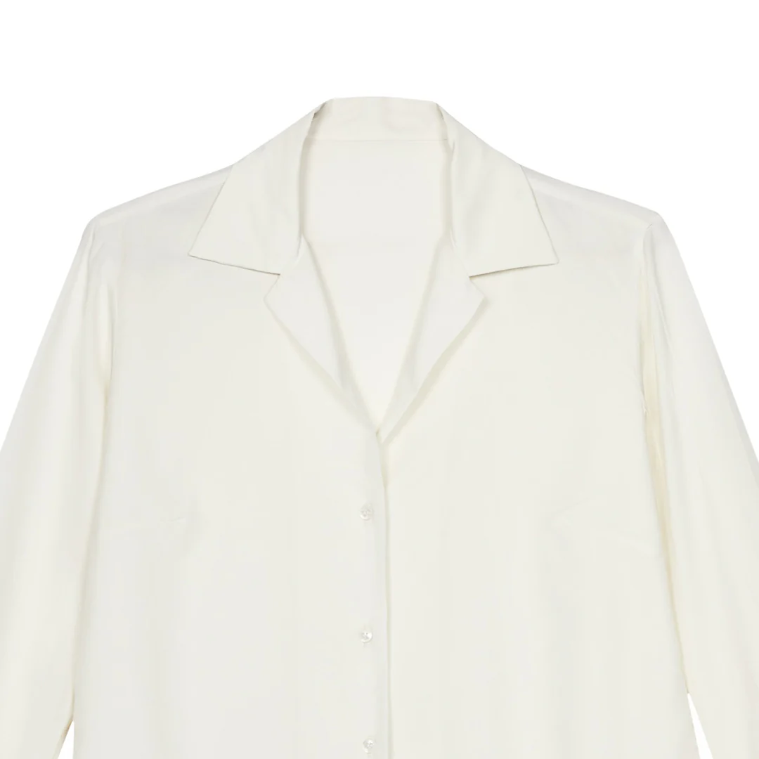 Lido Spun Silk Button Cuff Shirt in Cream - Image 2