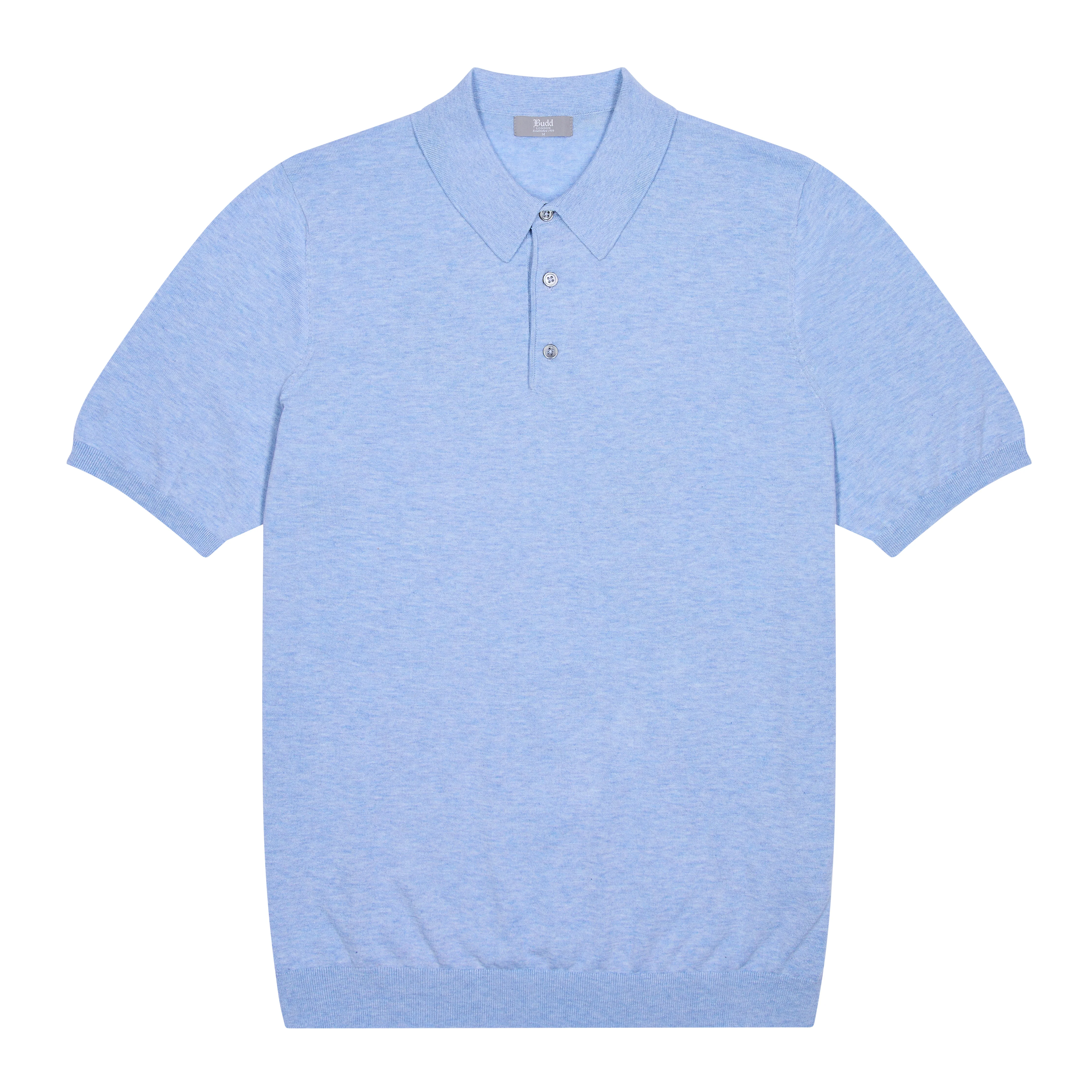 Liston Cotton Fine Knit Short Sleeve Polo Shirt in Capri - Image 2