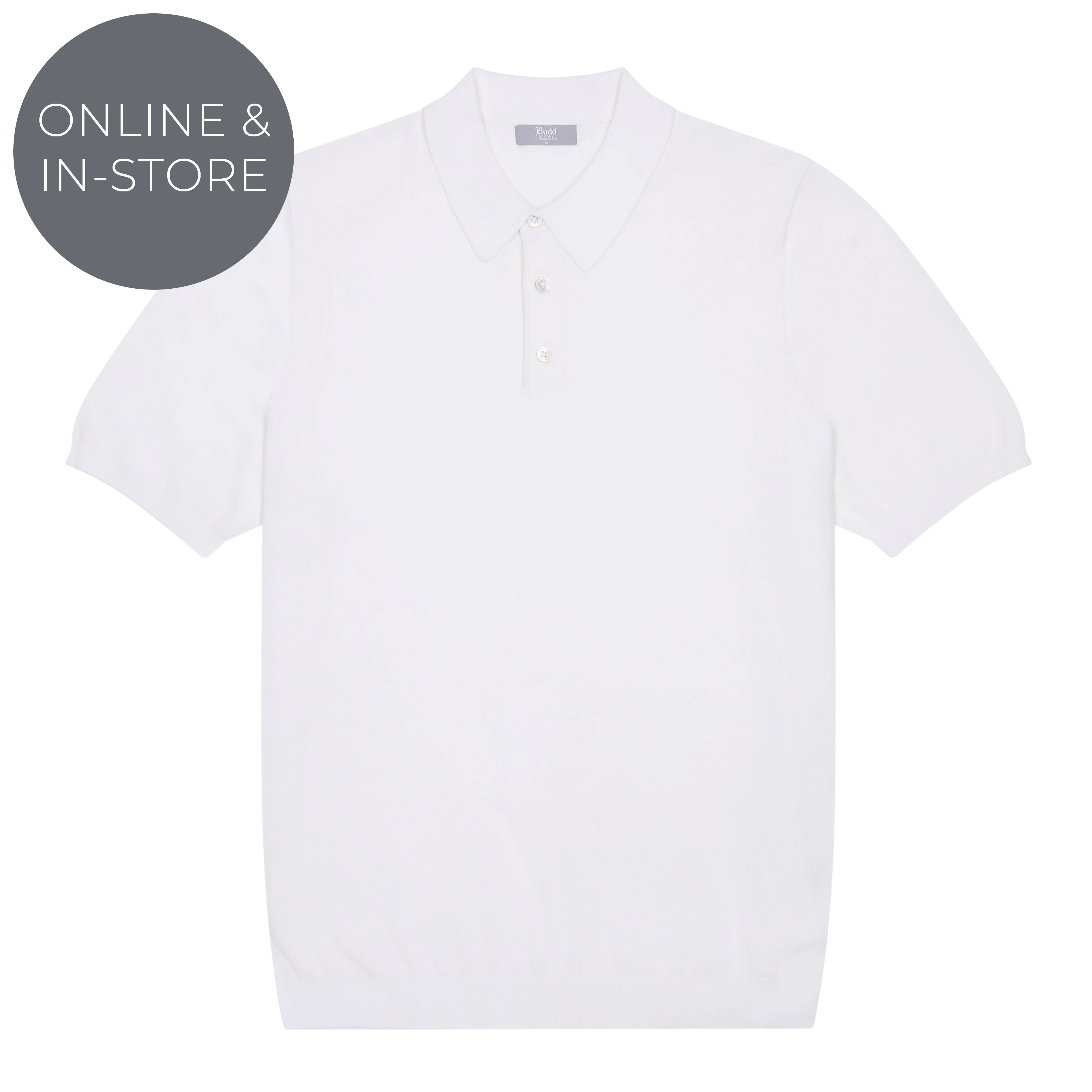 Liston Cotton Fine Knit Short Sleeve Polo Shirt in Seashell
