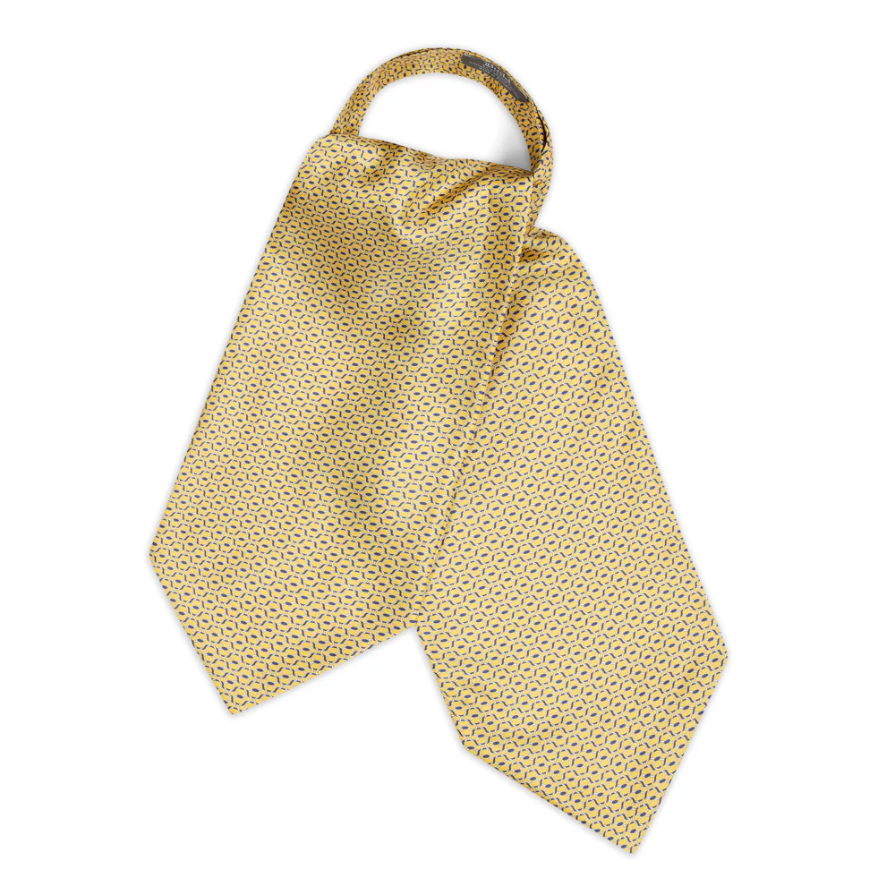 Looping Foulard Silk Cravat in Yellow