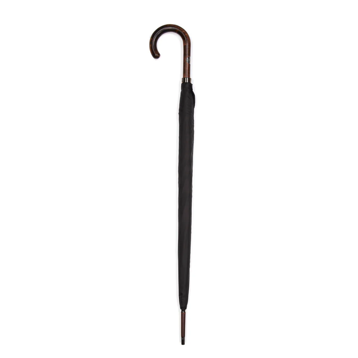 Maple Handle Town Umbrella in Black Twill - Image 2