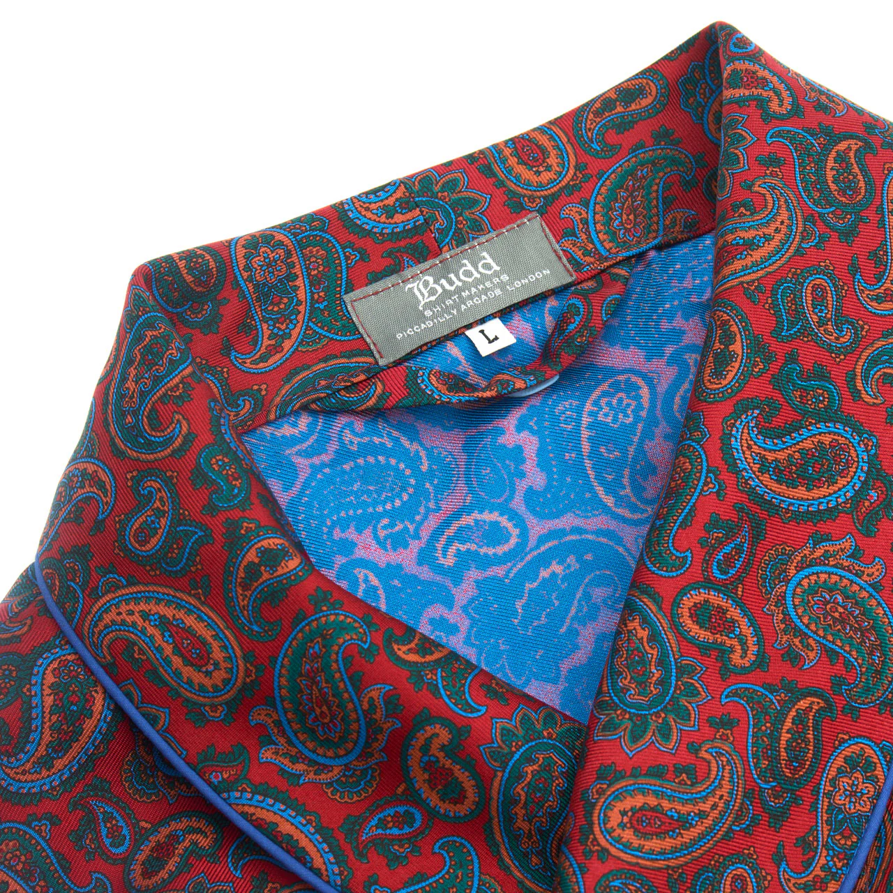 Medium Paisley 36oz Madder Silk Dressing Gown in Red - Image 4