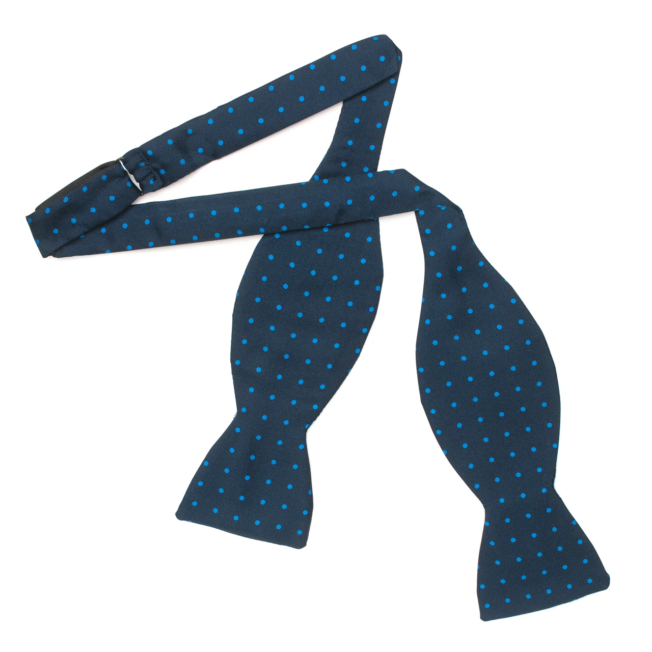 Medium Spot 2.5 inch Silk Thistle Bow Tie in Navy and Blue - Image 2