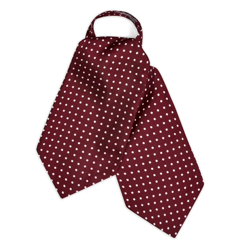 Medium Spot Foulard Silk Cravat in Burgundy and White
