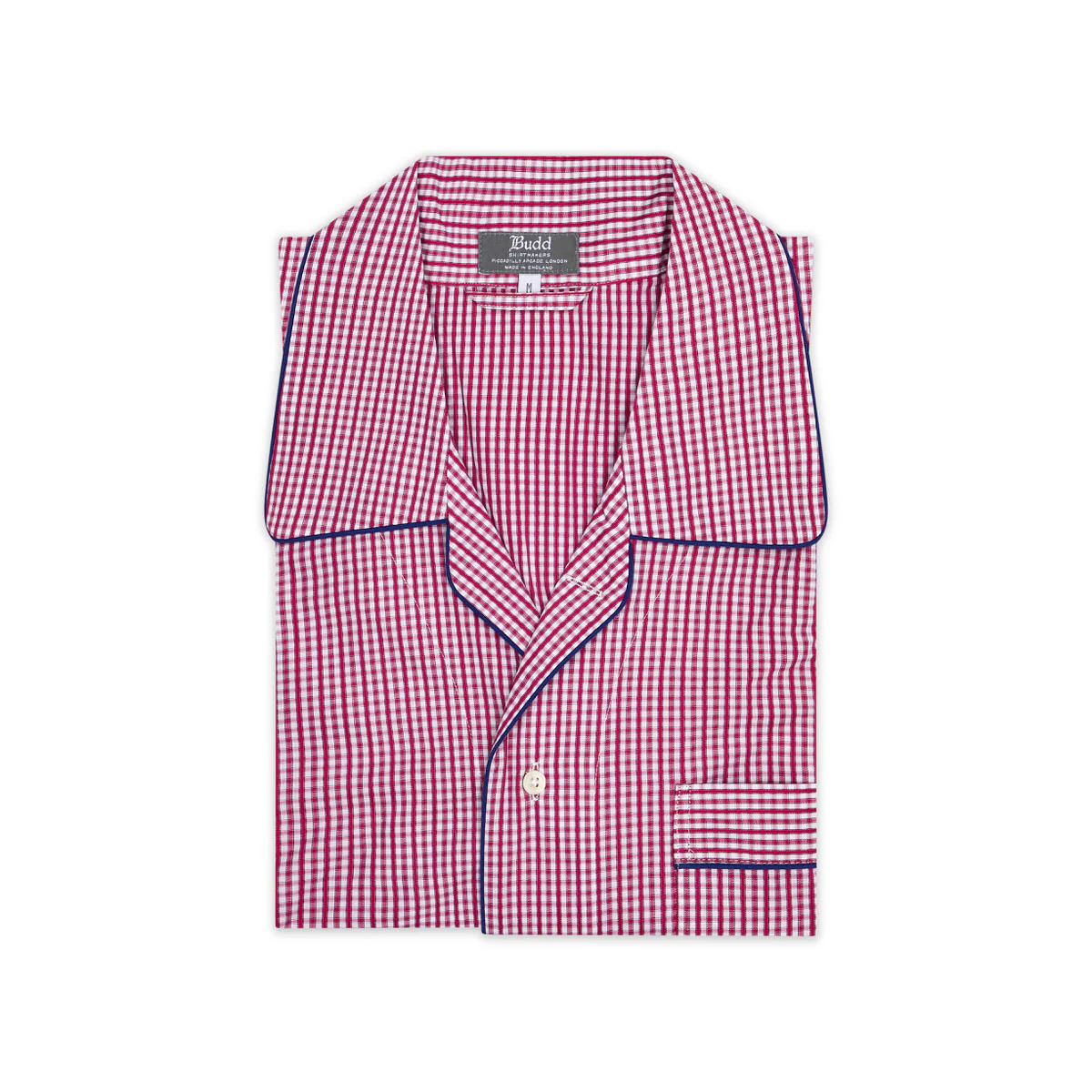 Men's Gingham Cotton Poplin Nightshirt in Red - Image 3