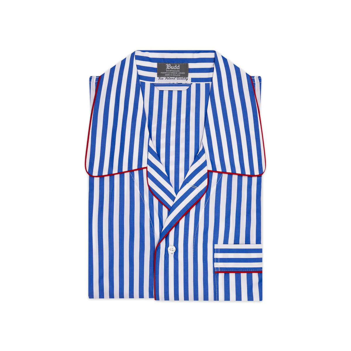 Men's Sea Island Quality Stripe Nightshirt in Royal Blue - Image 3