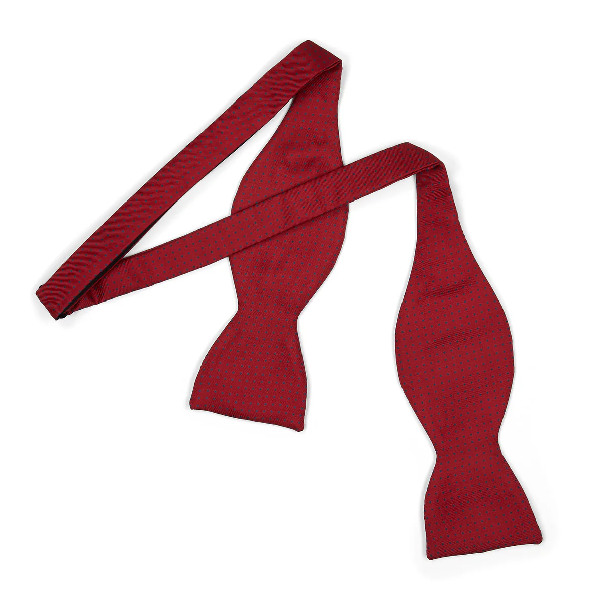 Mini Polka Dot Silk Adjustable Bow Tie in Red and Navy - Image 2