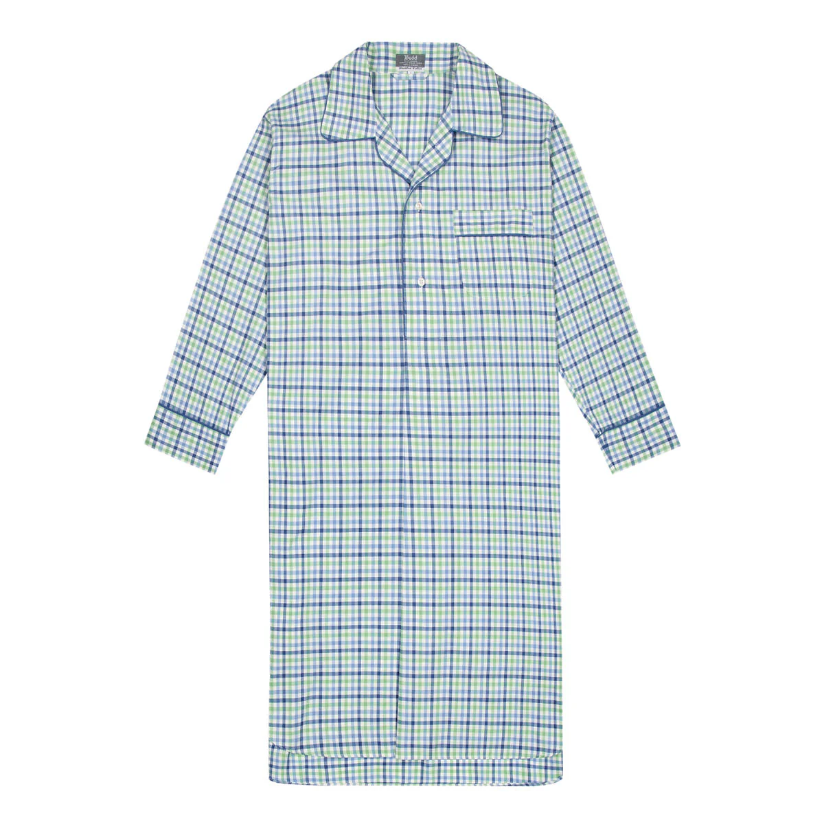 Multi Check Brushed Cotton Nightshirt in Blue and Green
