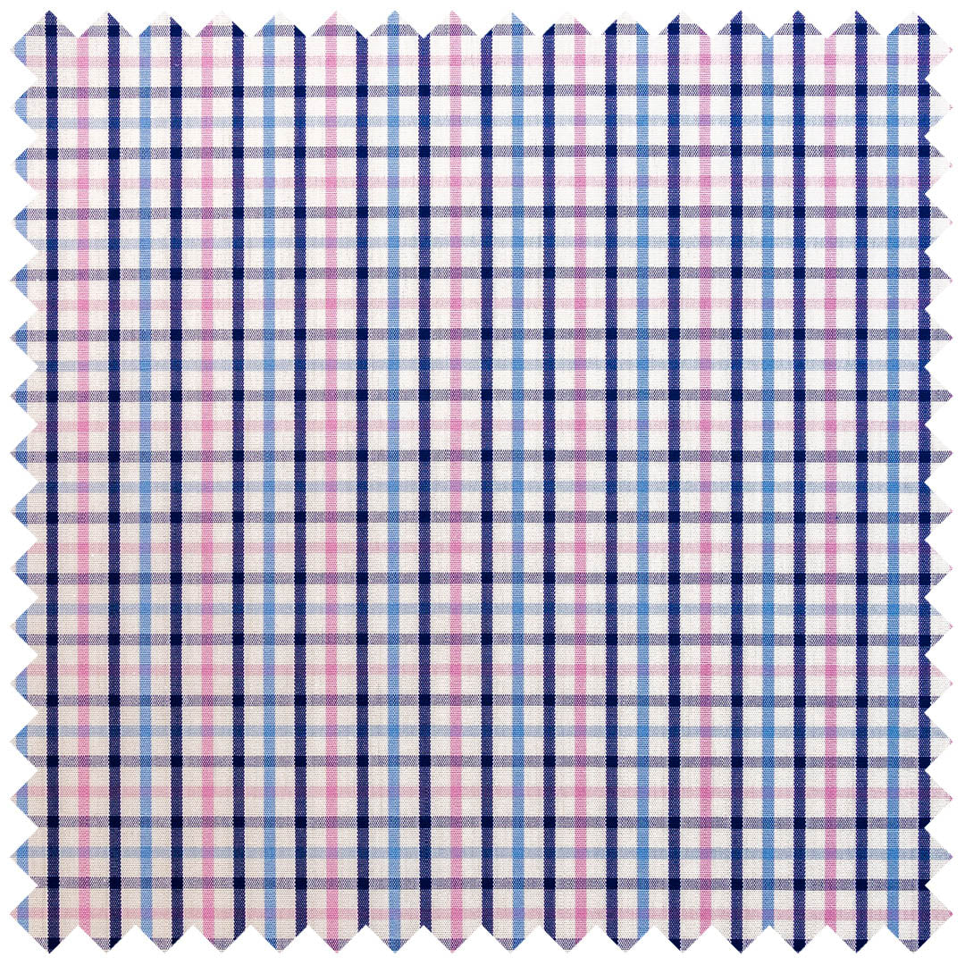 Multi Check Poplin in Pink, Sky and Navy