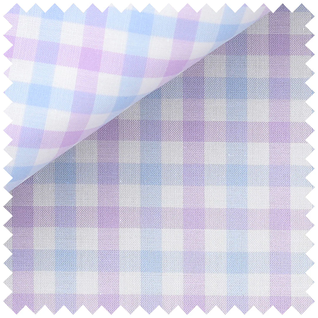 Multi Coloured Gingham Check in Sky Blue and Lilac - Image 2