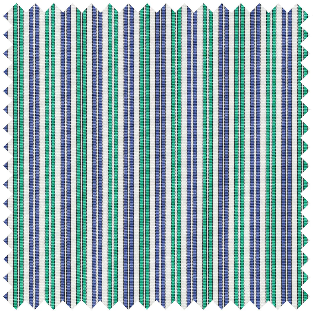 Navy and green double stripe poplin