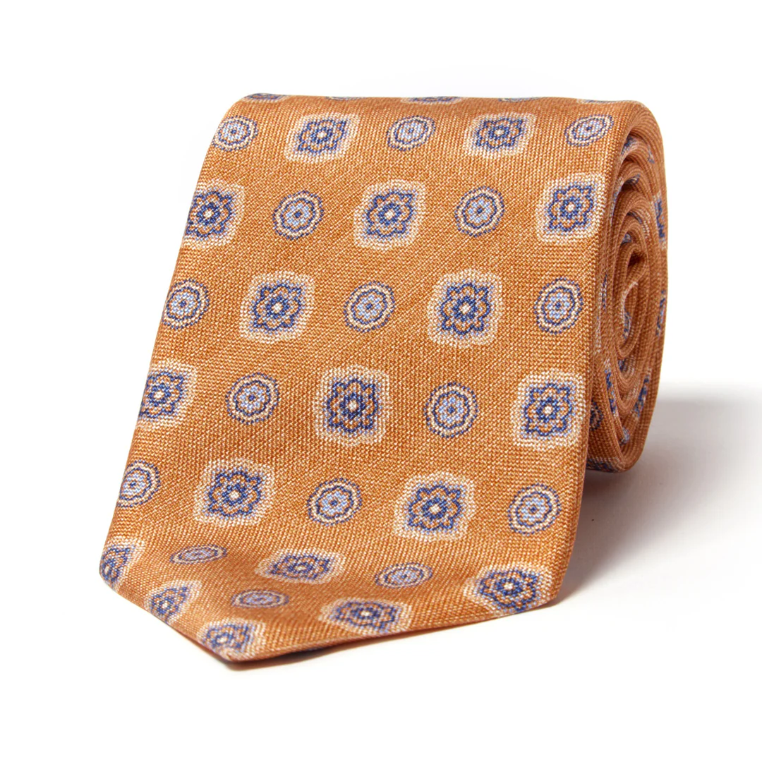 Neat Panama Silk Tie in Orange
