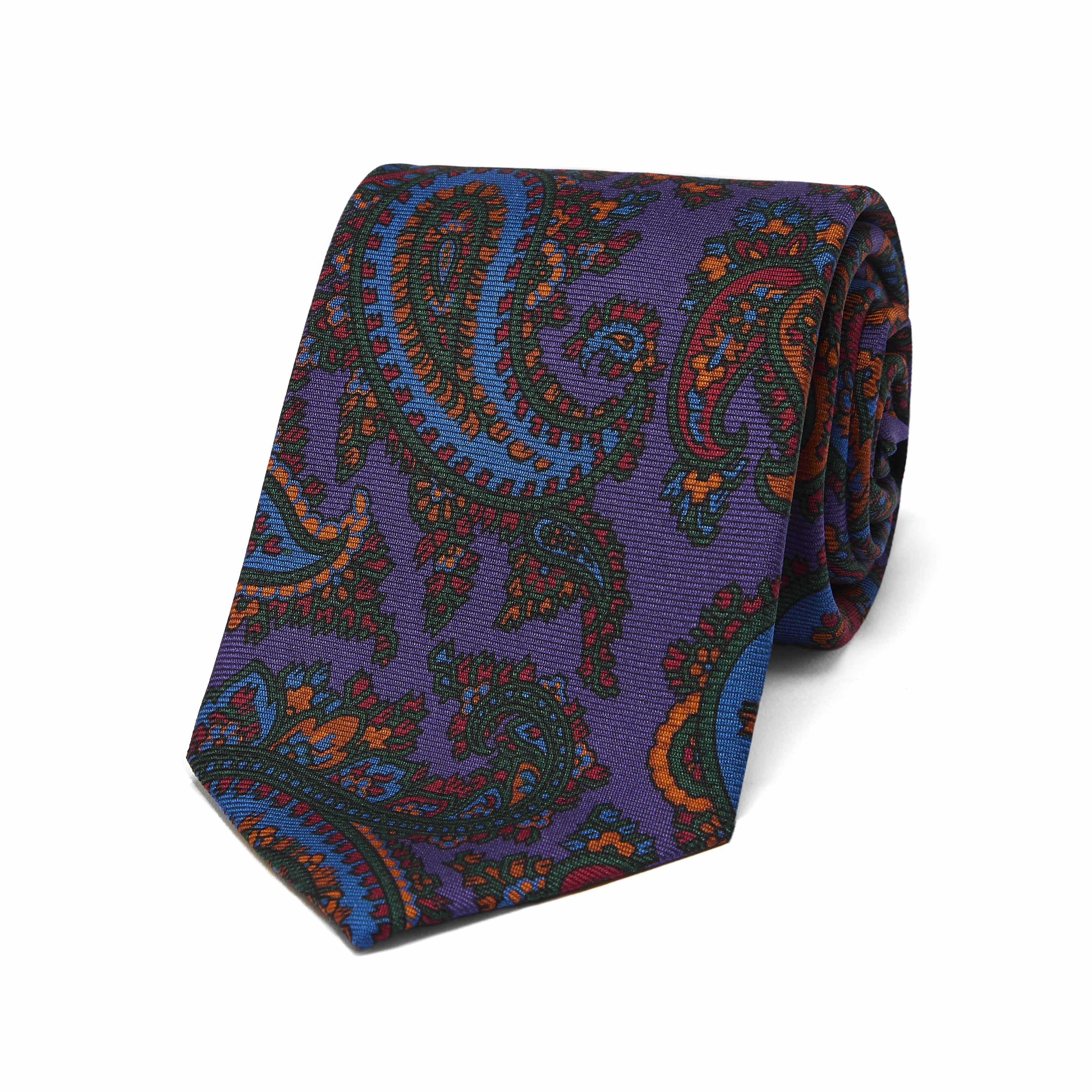 Oversized Paisley Madder Silk Tie in Purple