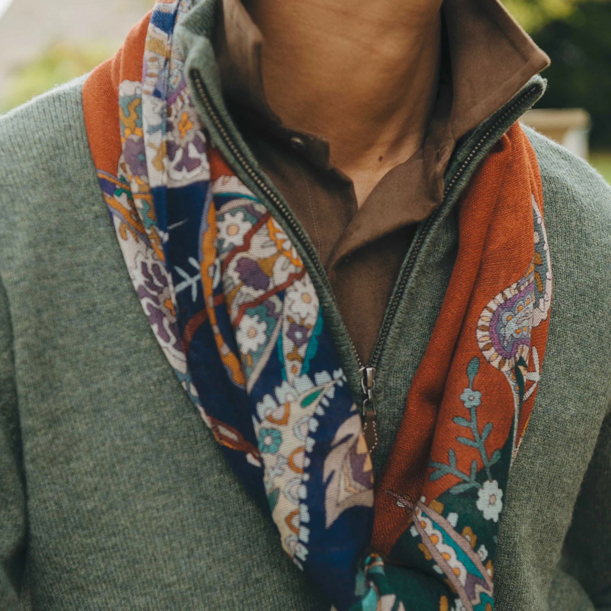 Paisley Fantasy Fine Wool Scarf in Cornflower - Image 3