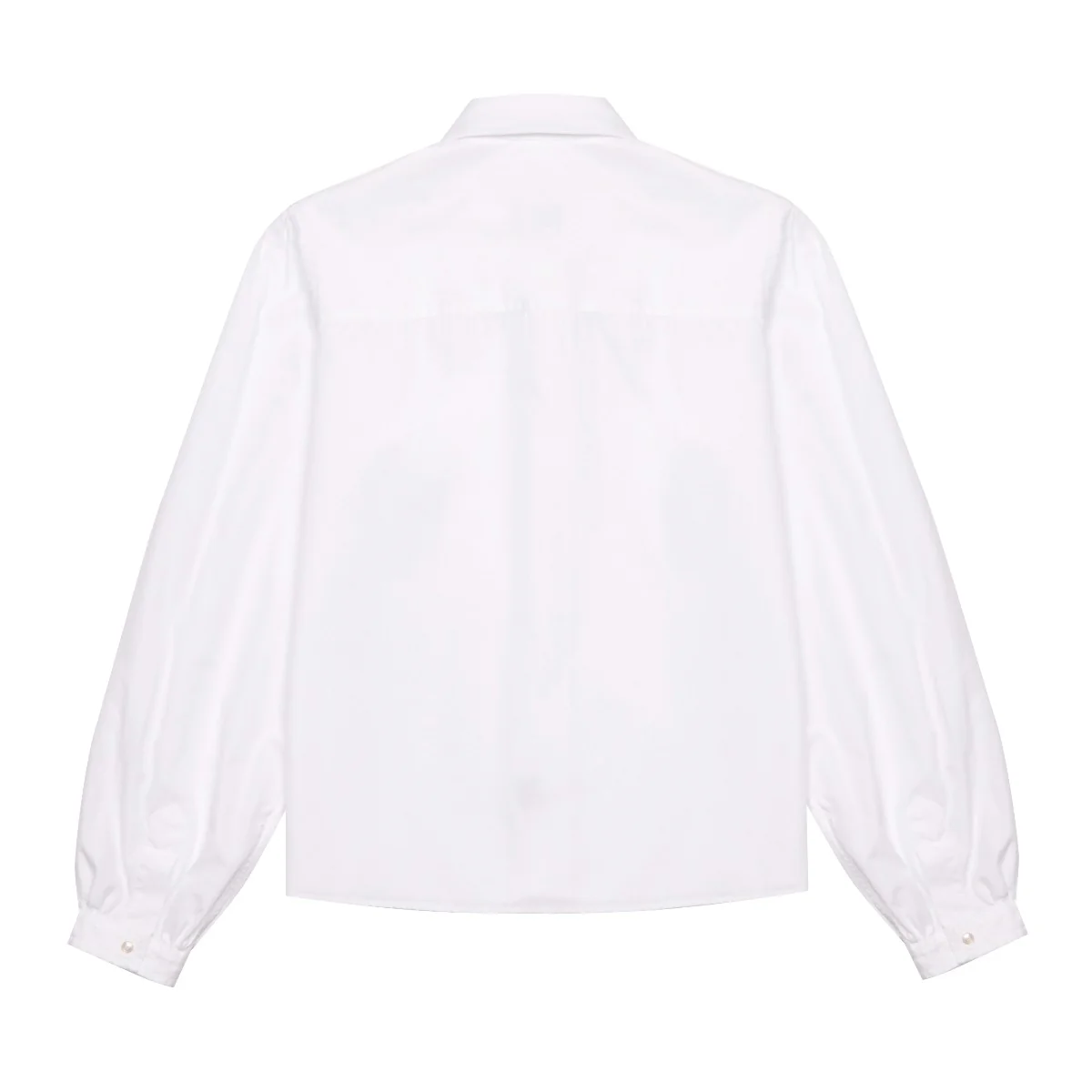 Penny Long Sleeve Plain Cotton Blouse in White - Image 3