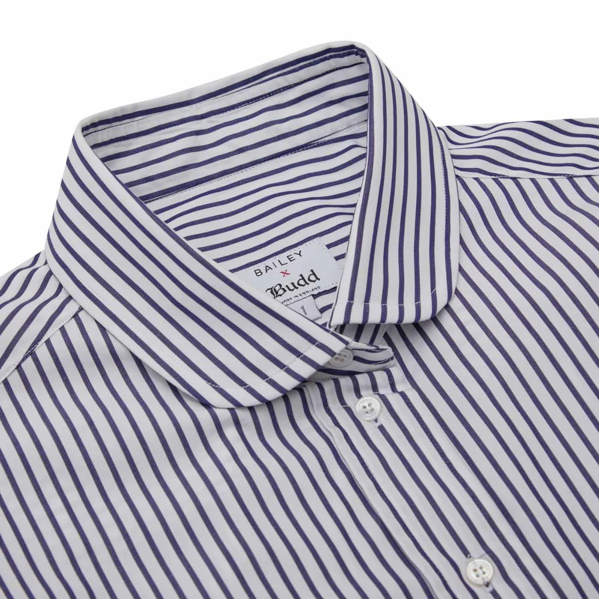 Penny Long Sleeve Wide Stripe Cotton Blouse in Navy - Image 3