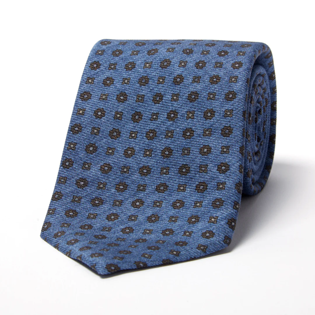 Petite Motif Silk Tie in Denim