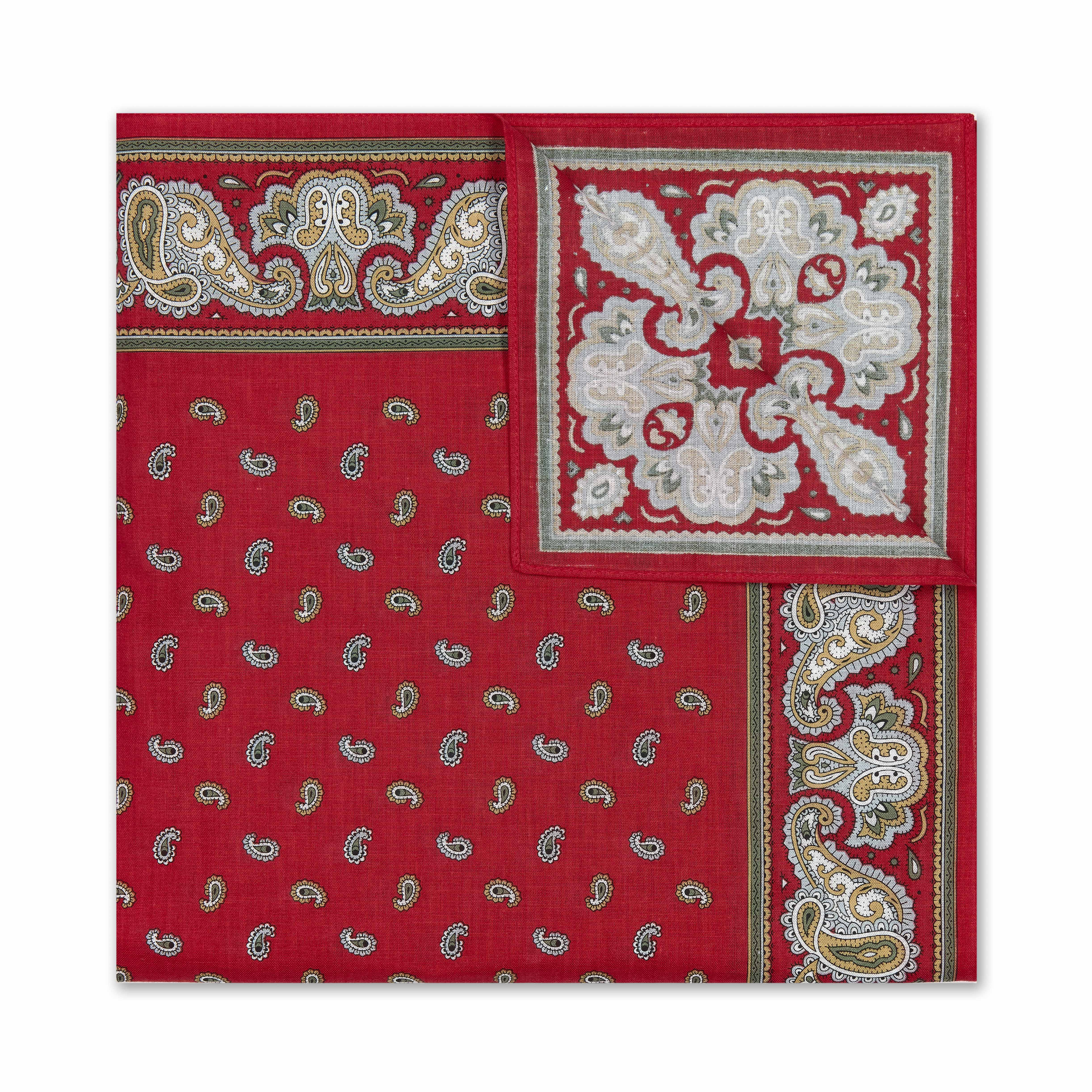 Pine Paisley Cotton Handkerchief in Red