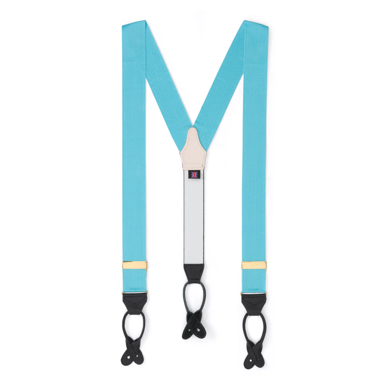 Plain Barathea Braces with Button in Arctic Blue