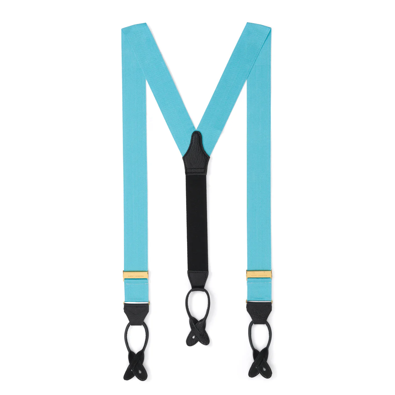 Plain Barathea Braces with Button in Arctic Blue - Image 2