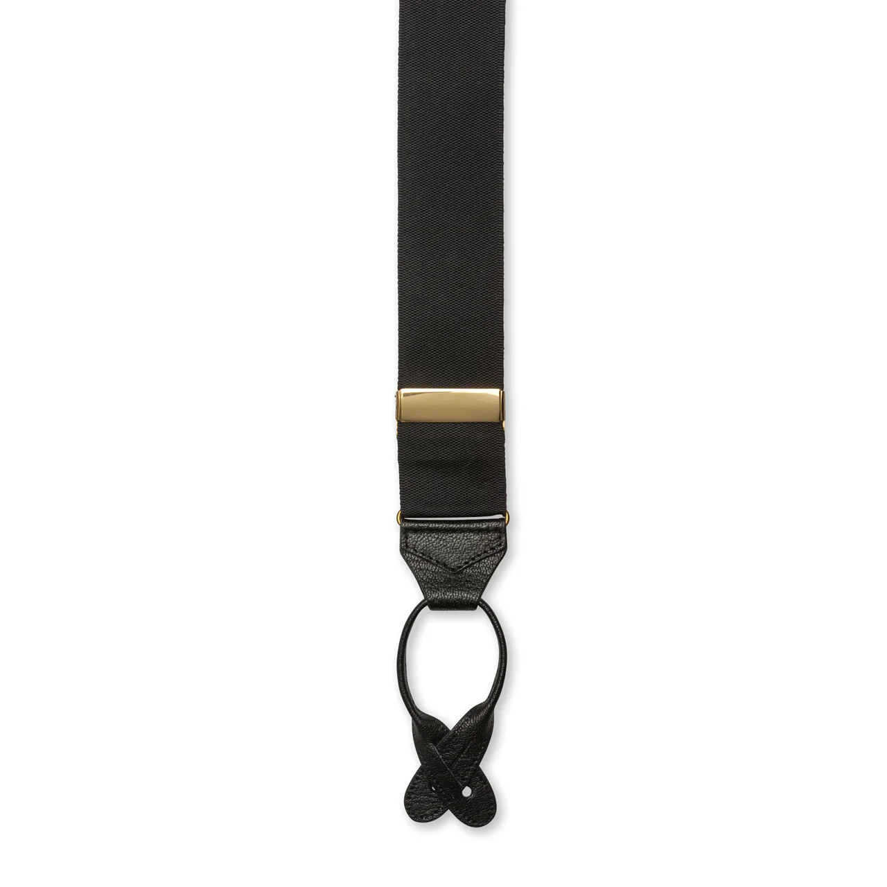 Plain Barathea Braces with Button in Black - Image 3