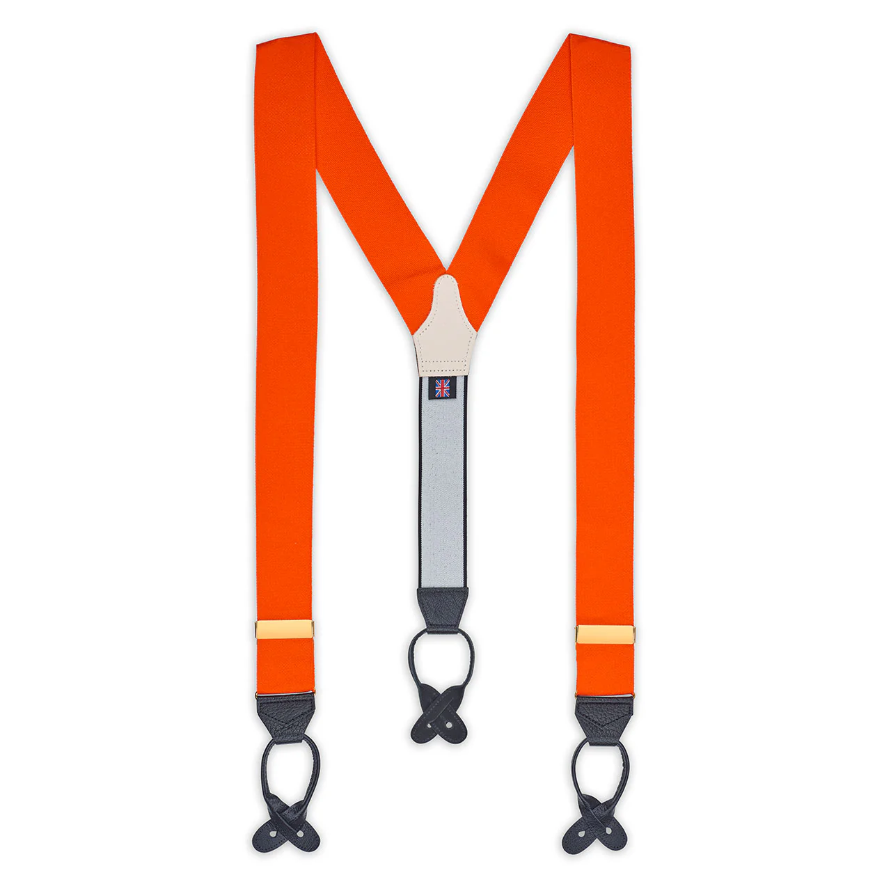 Plain Barathea Braces with Button in Orange