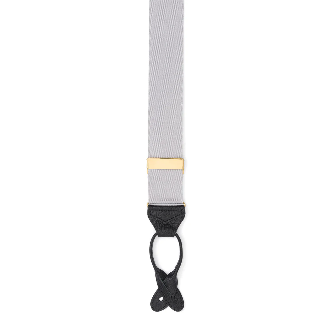 Plain Barathea Braces with Button in Silver - Image 3