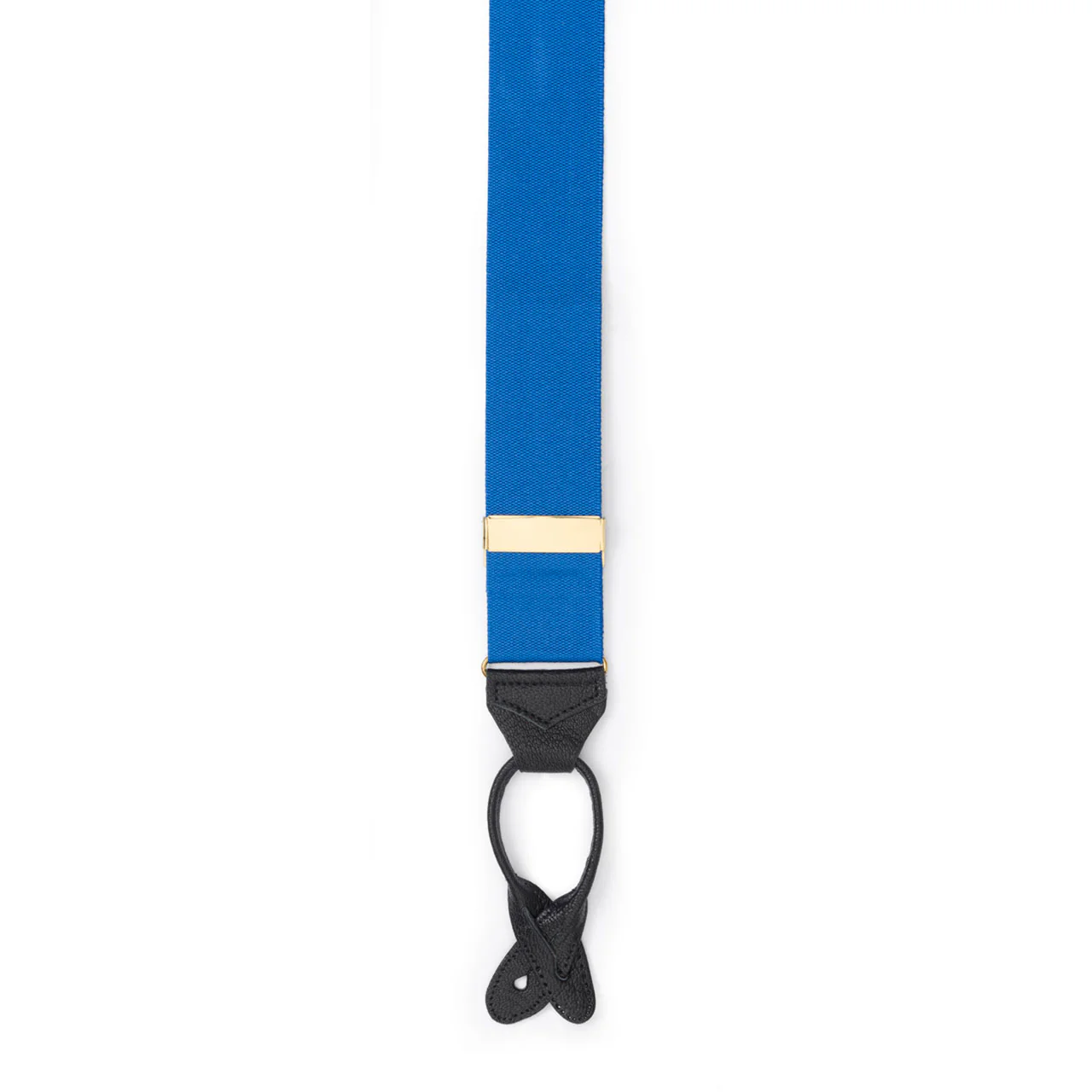 Plain Barathea Braces with Button in Smalt blue - Image 3