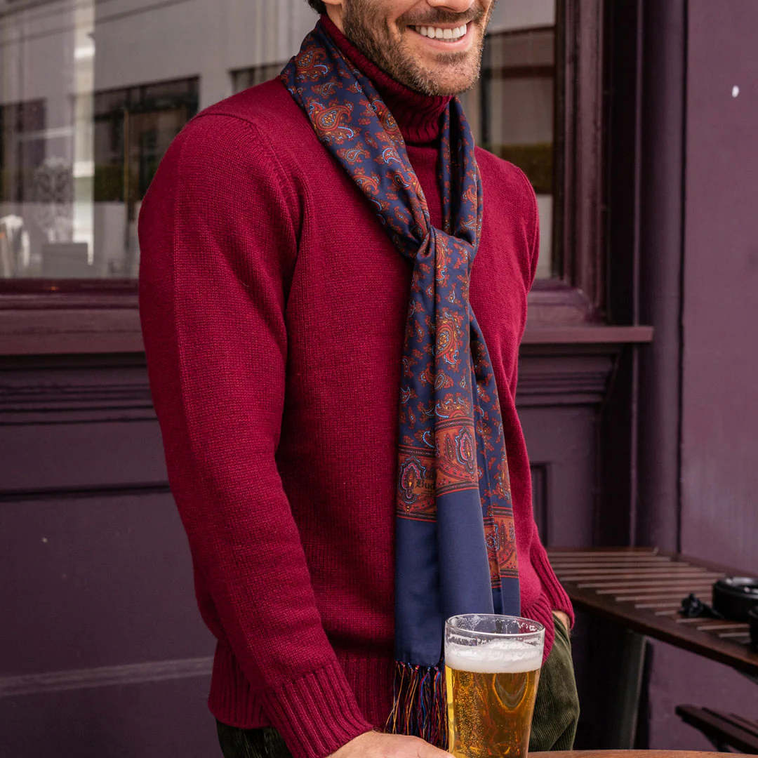Plain Cashmere Roll Neck Jumper in Claret - Image 2