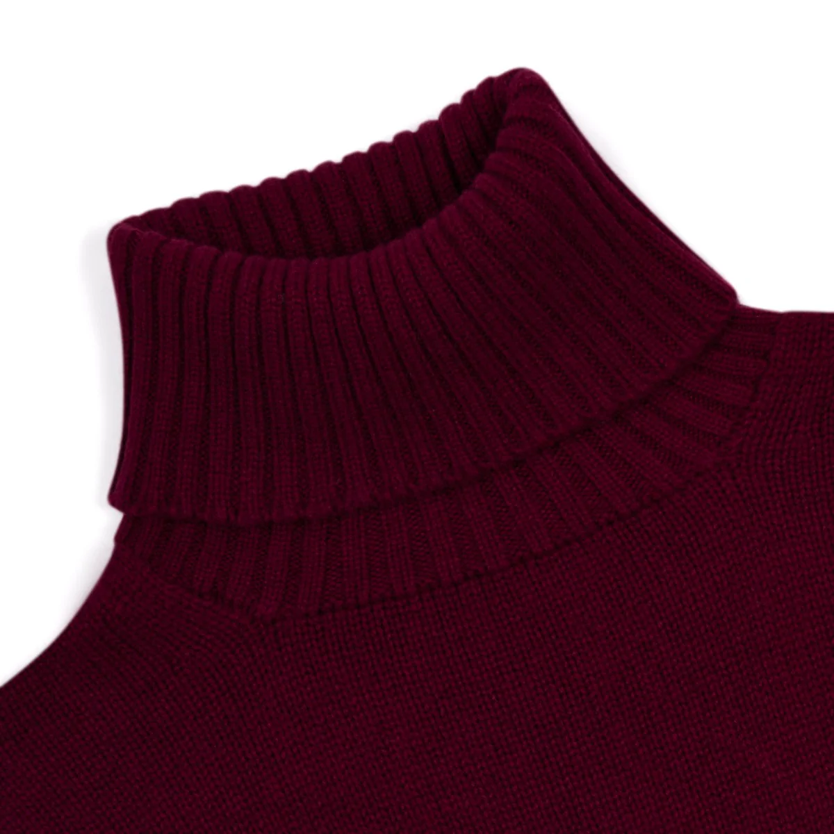 Plain Cashmere Roll Neck Jumper in Claret - Image 3