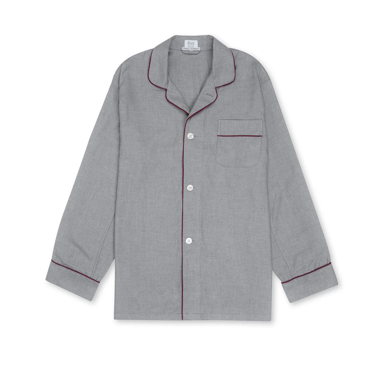 Plain Cotton and Cashmere Pyjamas in Grey and Wine - Image 2