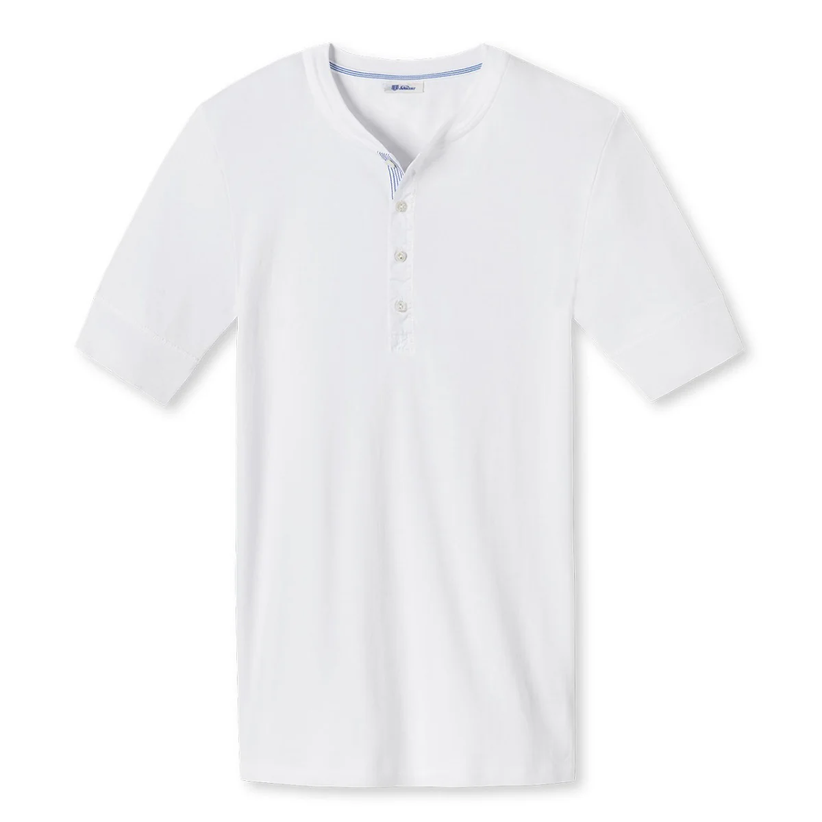 Plain Cotton Schiesser SS Button Henley in White