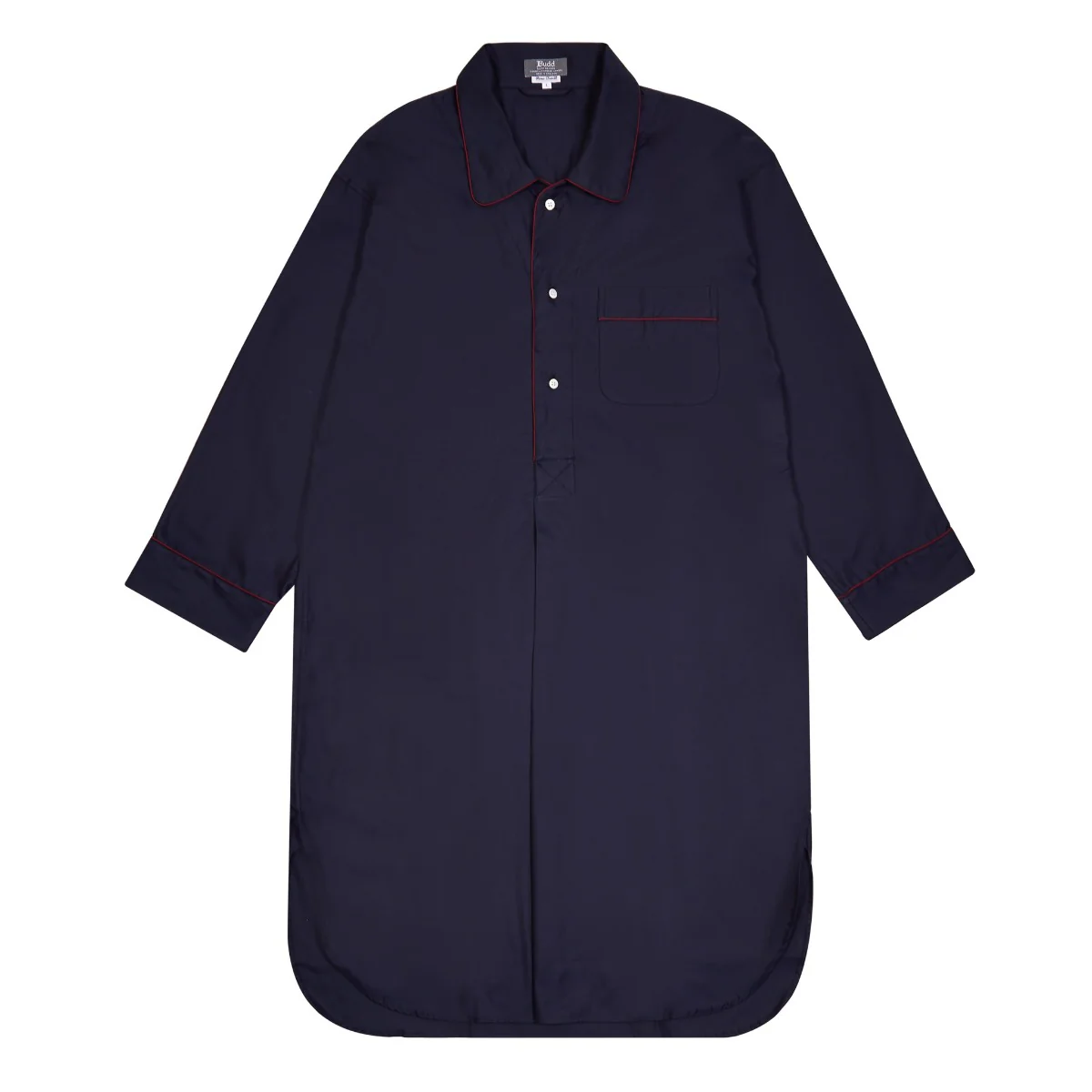 Plain Fine Twill Nightshirt in Navy and Wine