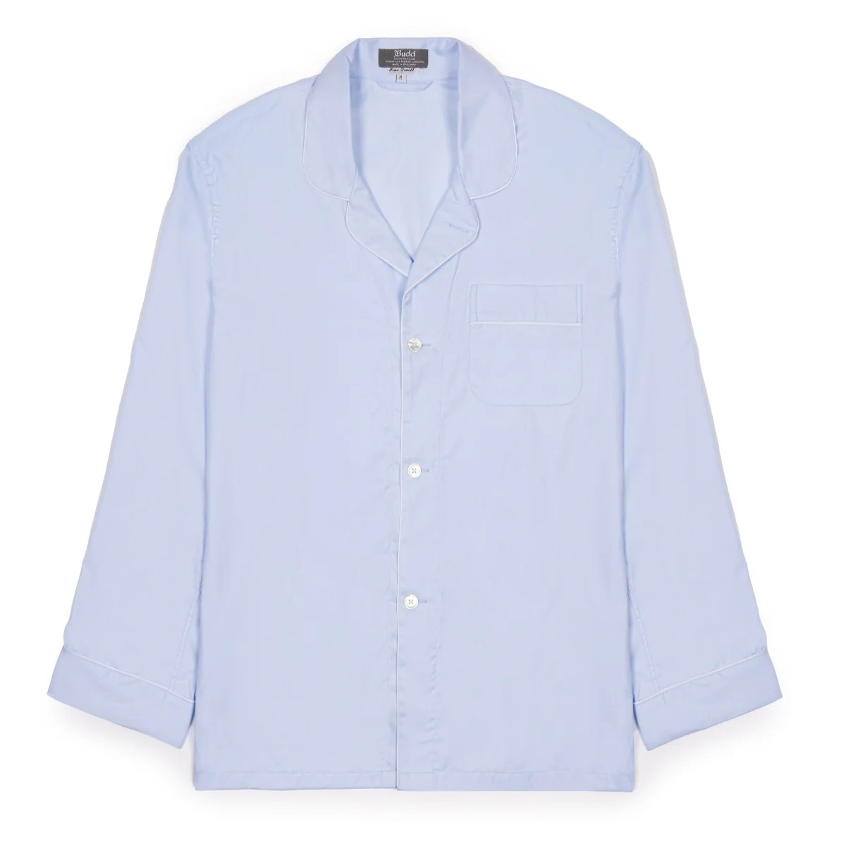 Plain Fine Twill Pyjamas in Sky and White - Image 2