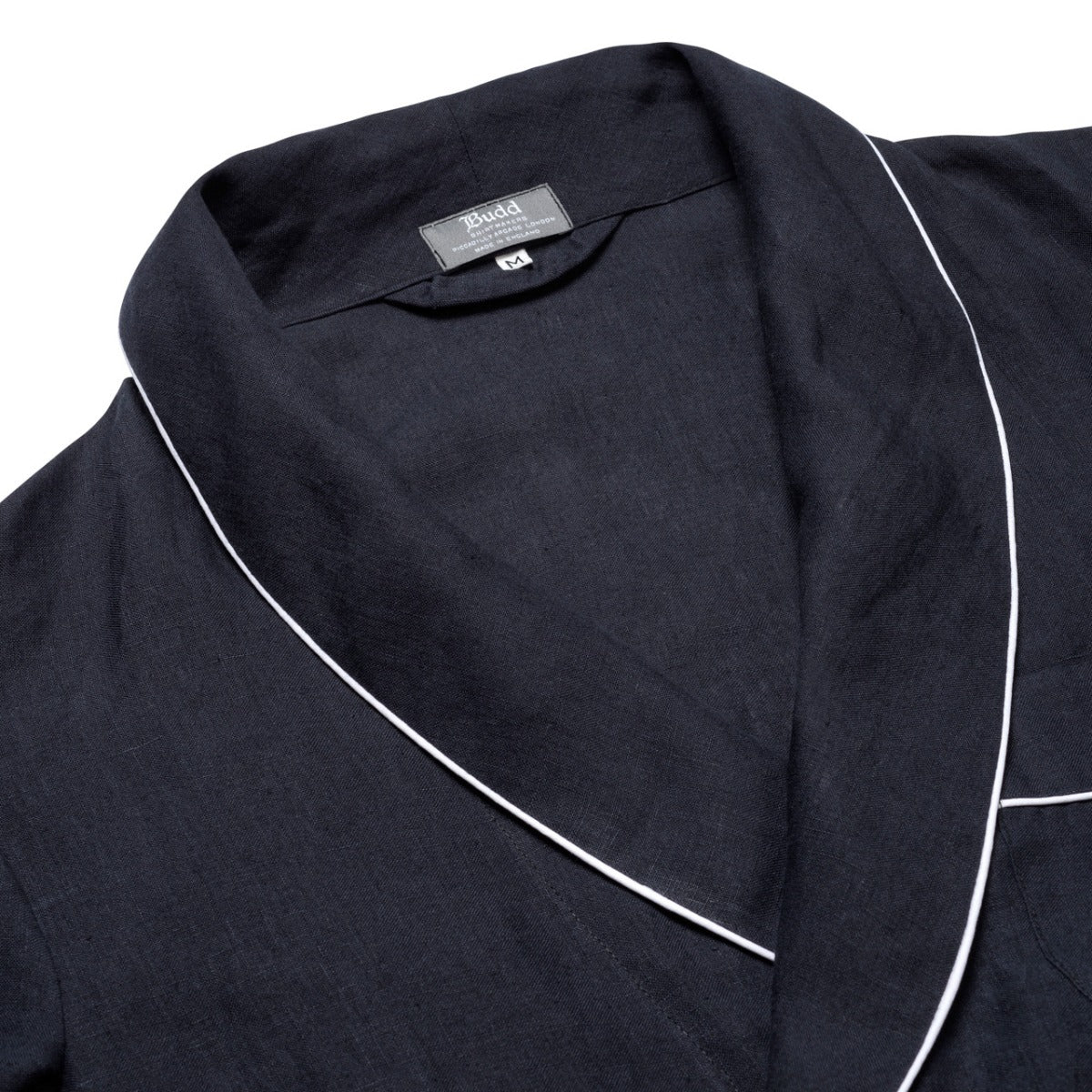 Plain Linen Dressing Gown in Navy - Image 2