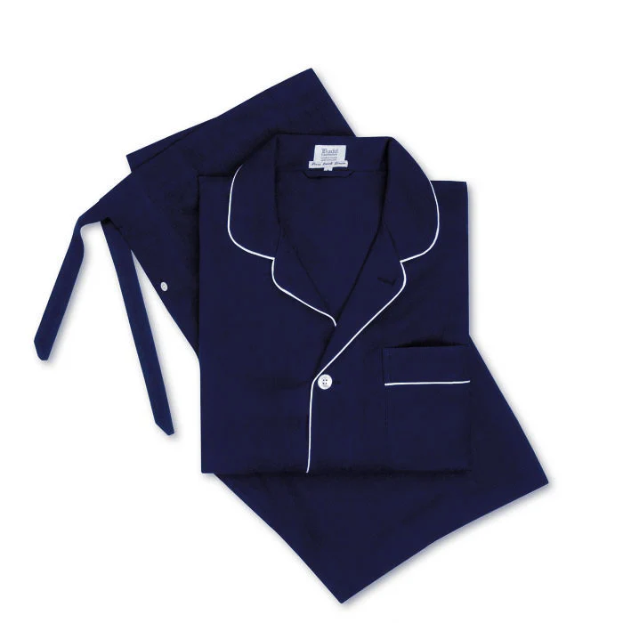 Plain Linen Pyjamas in Navy
