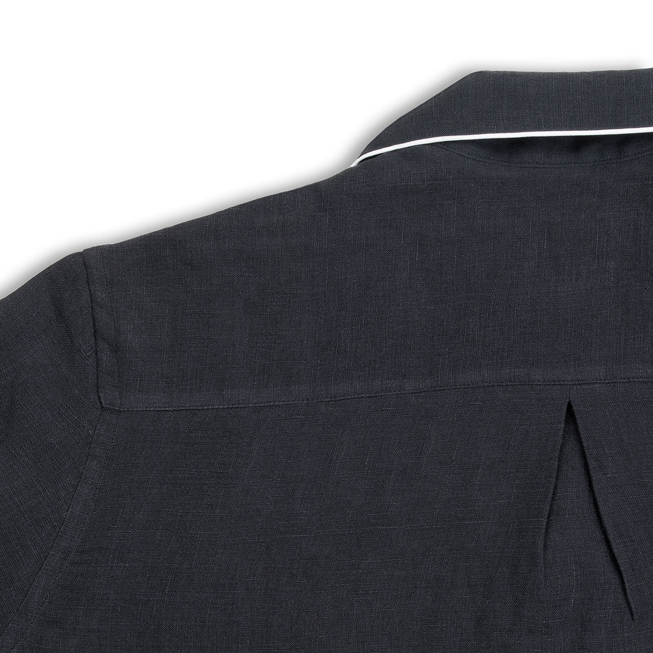Plain Linen Women's Pyjamas in Navy and White - Image 3