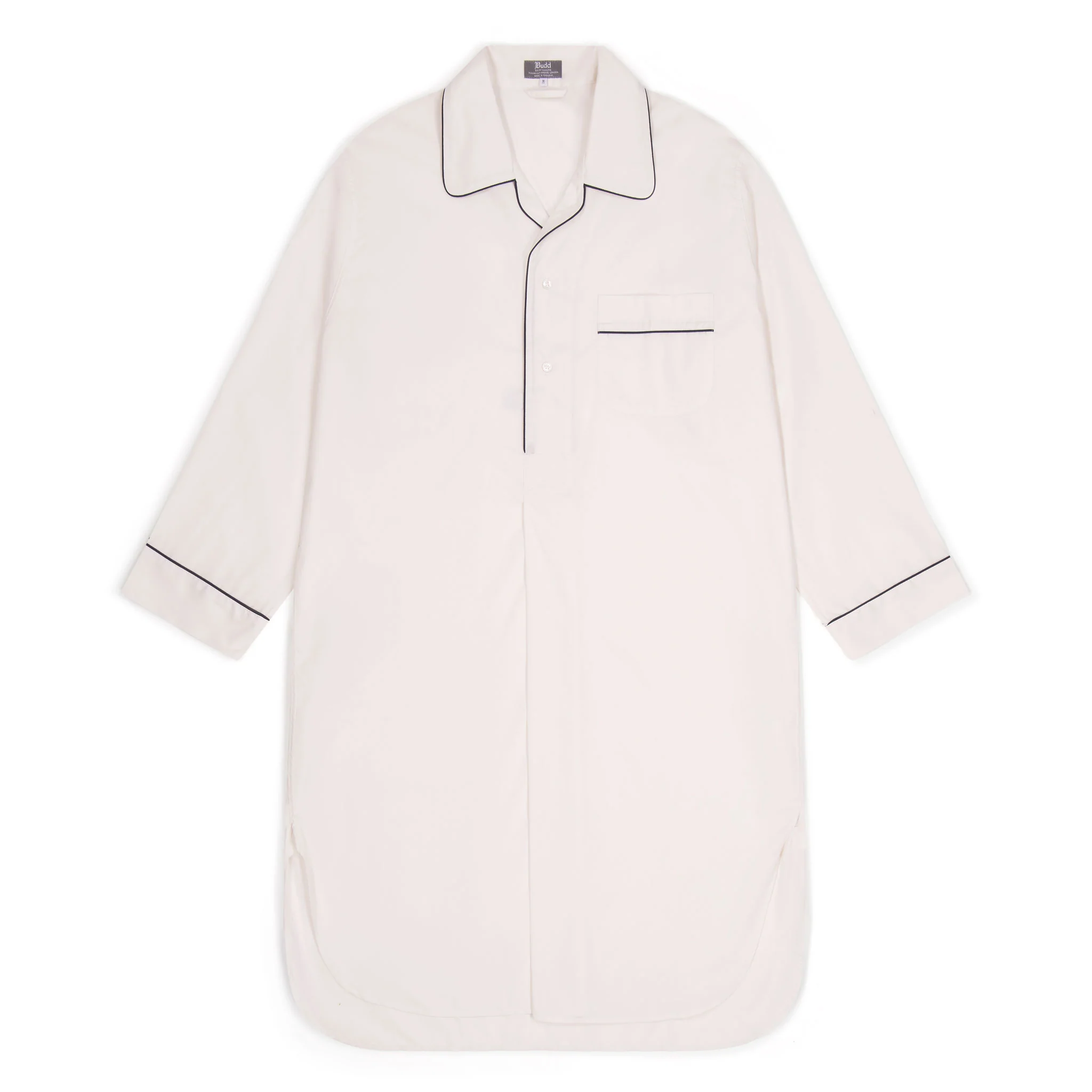 Plain Poplin Nightshirt in Cream and Navy