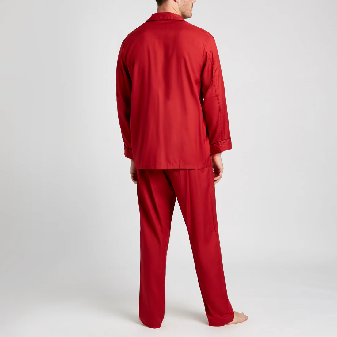Plain Silk Pyjamas in Red - Image 5