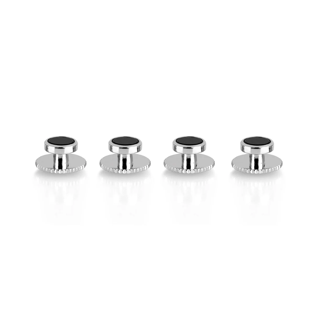 Rhodium and Onyx Dress Studs in Black