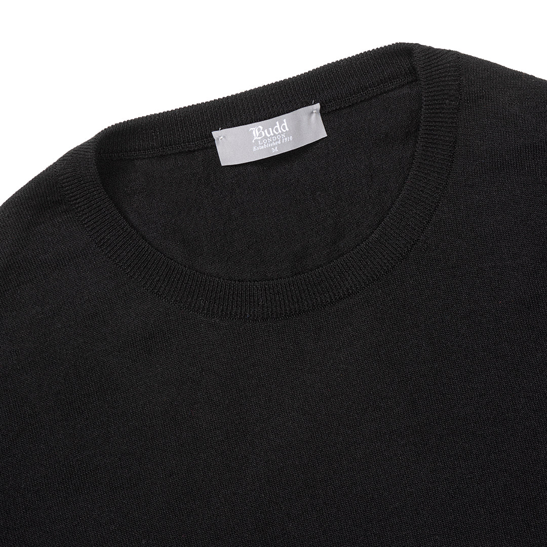 Merino Wool Crew Neck Jumper in Black - Image 2