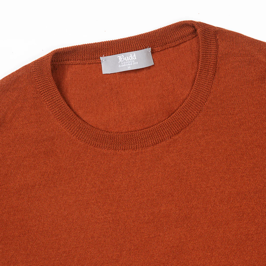 Merino Wool Crew Neck Jumper in Cayenne - Image 2
